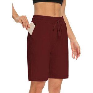 Womens Yoga Shorts Burgundy